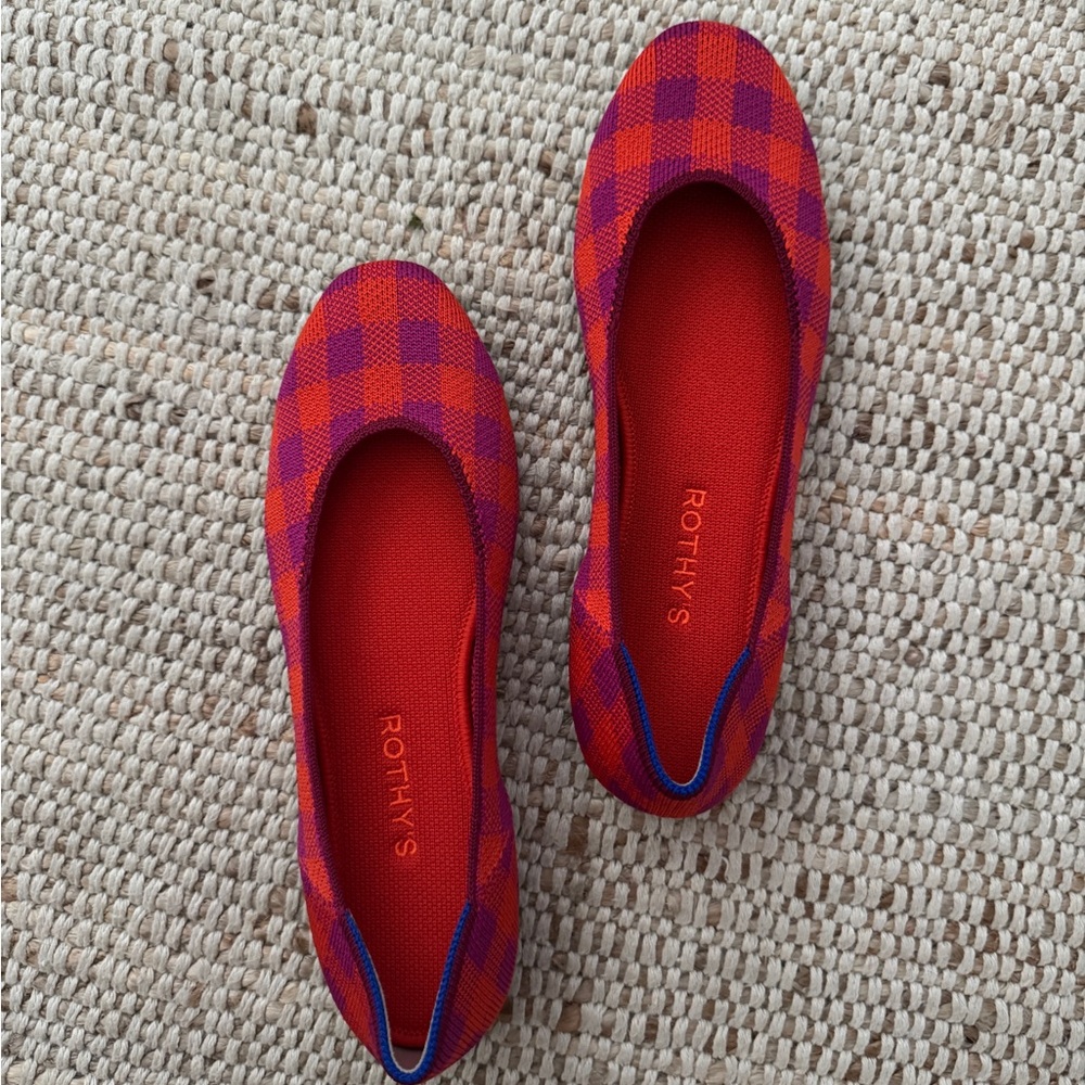 Rothy's Red and Pink Checkered Flats